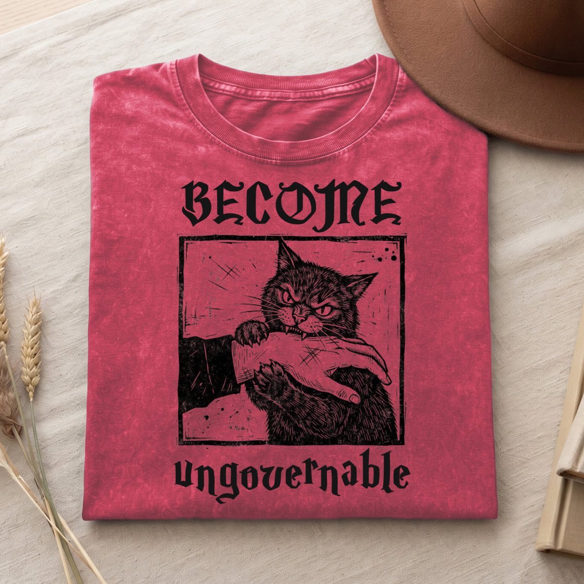 Become Ungovernable Cat T-Shirt, Funny Cat Biting Hand Shirt