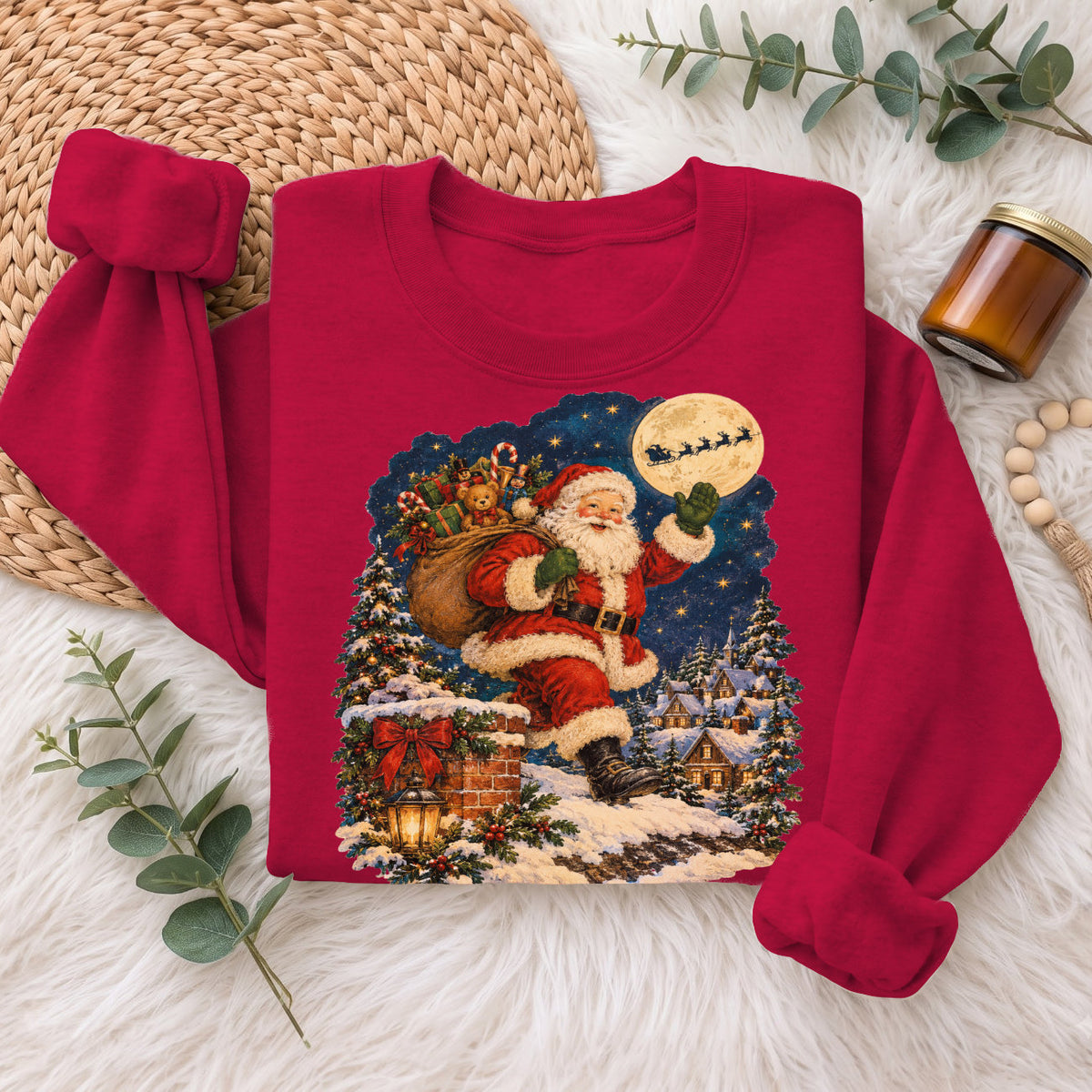 Vintage Santa Christmas Sweatshirt, Xmas Holiday Gift Sweatshirt