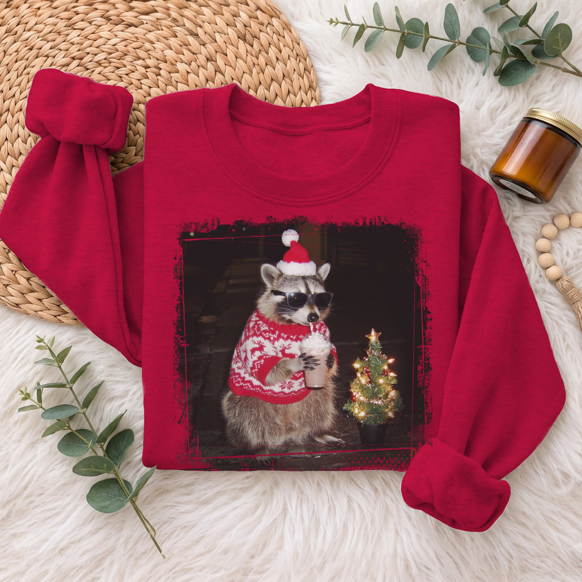 Christmas Raccoon Sweatshirt, Funny Holiday Raccoon Sweater, Xmas