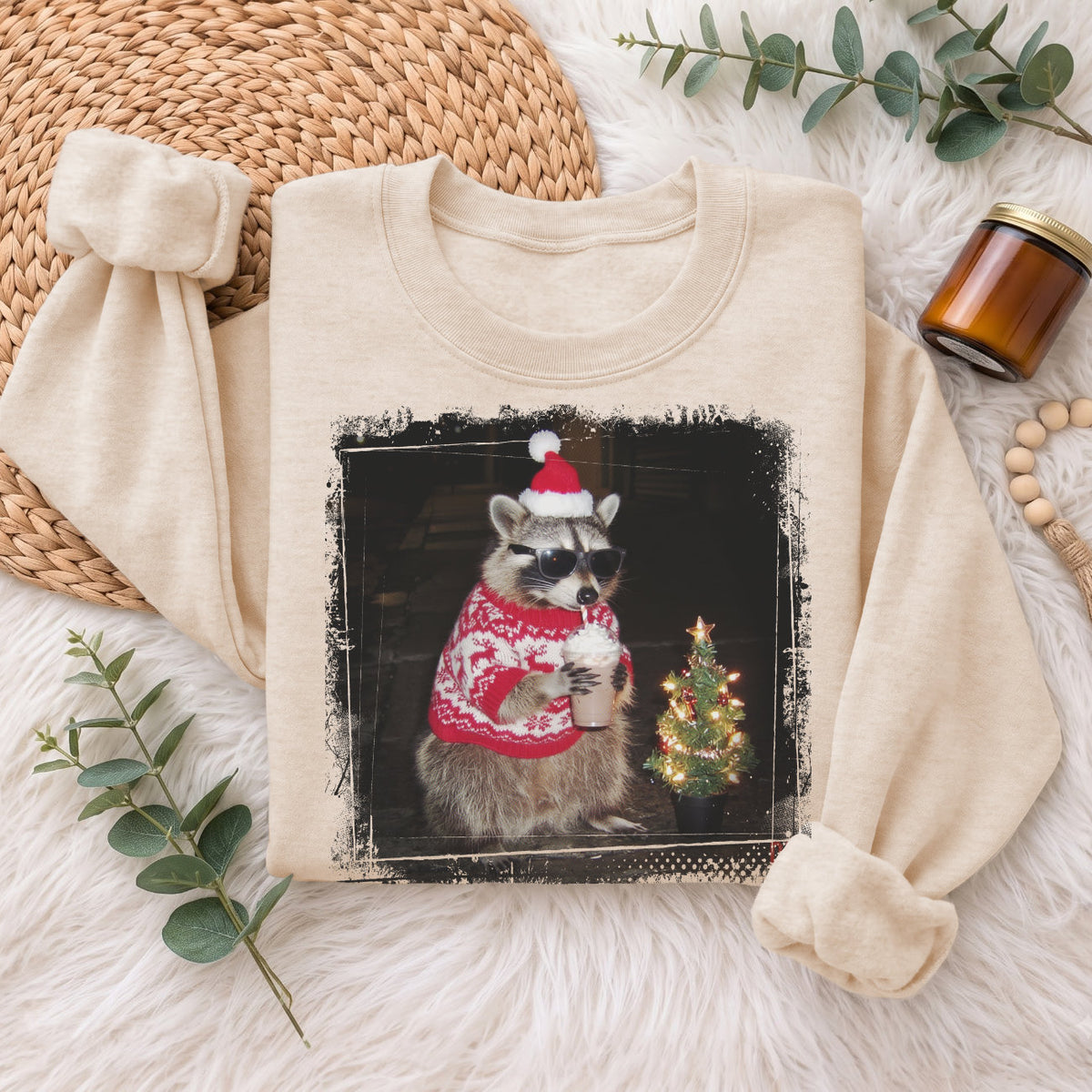 Christmas Raccoon Sweatshirt, Funny Holiday Raccoon Sweater, Xmas