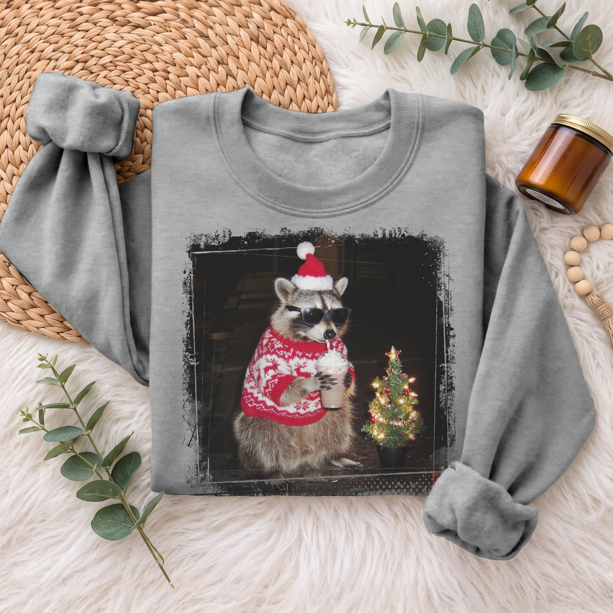 Christmas Raccoon Sweatshirt, Funny Holiday Raccoon Sweater, Xmas