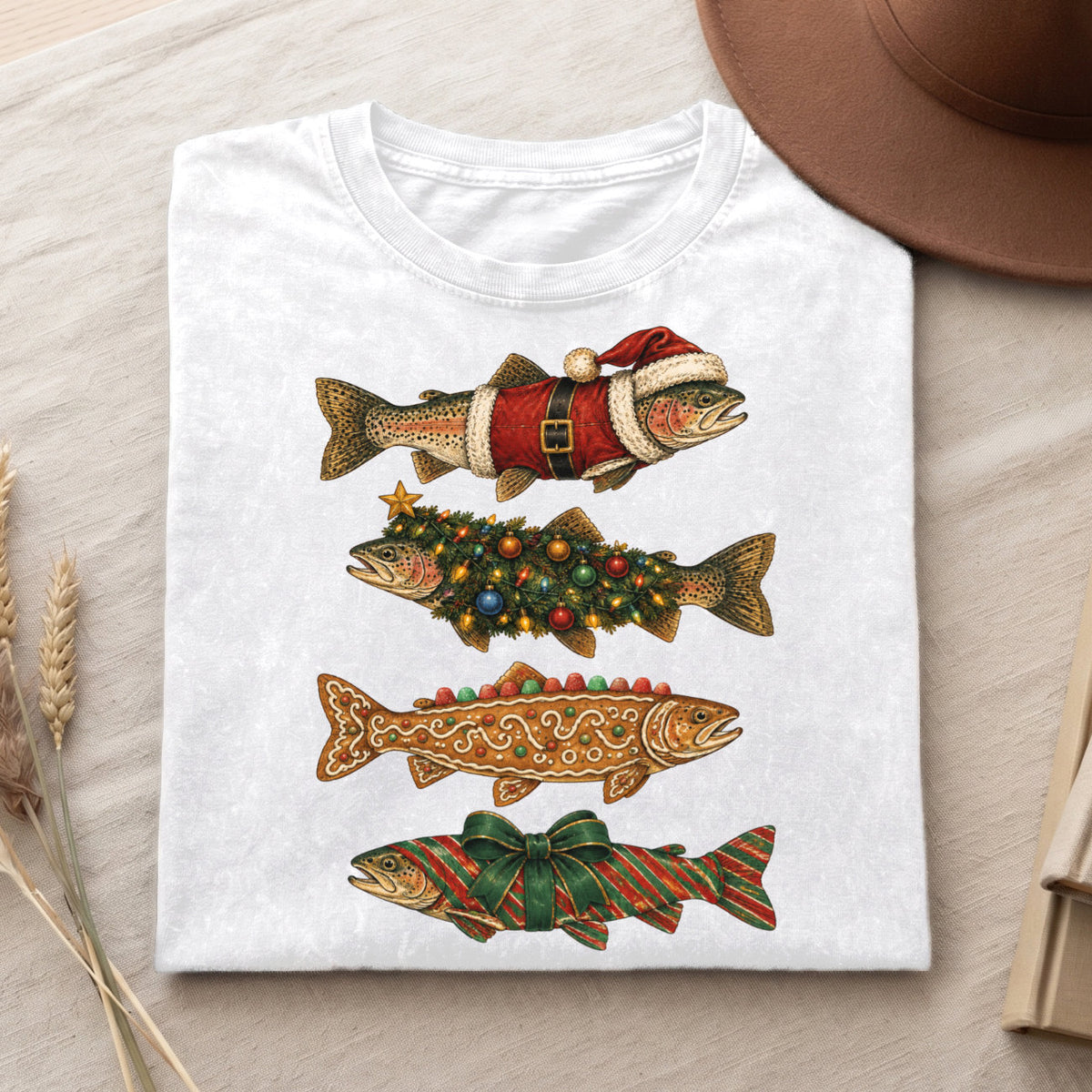 Christmas Fish T-Shirt, Funny Holiday Fishing Shirt, Xmas Top