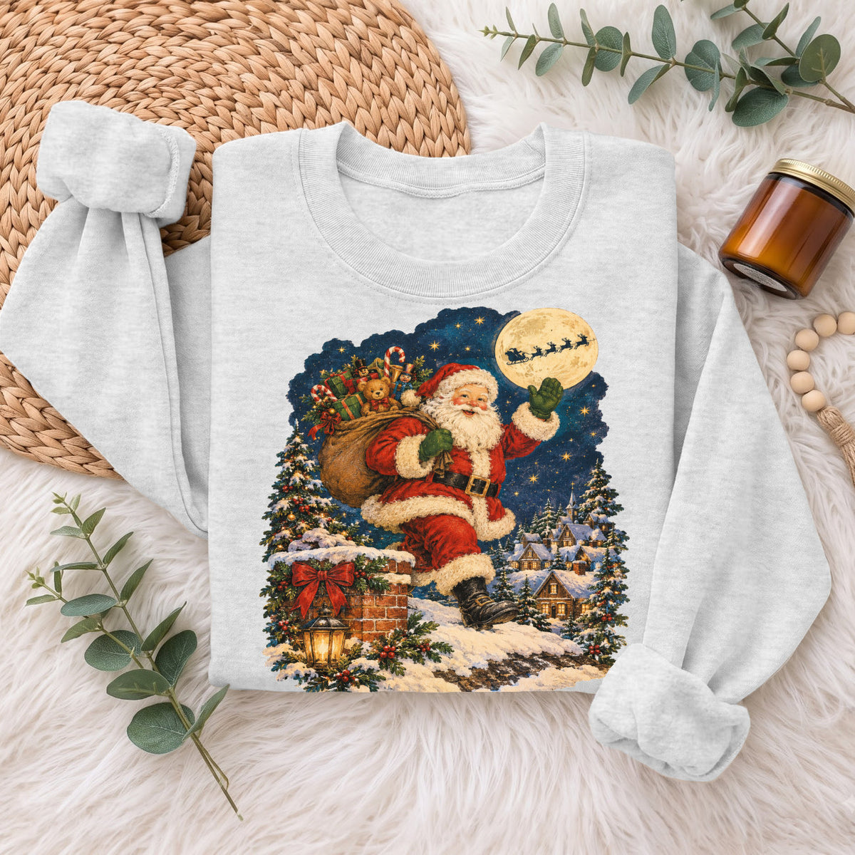 Vintage Santa Christmas Sweatshirt, Xmas Holiday Gift Sweatshirt