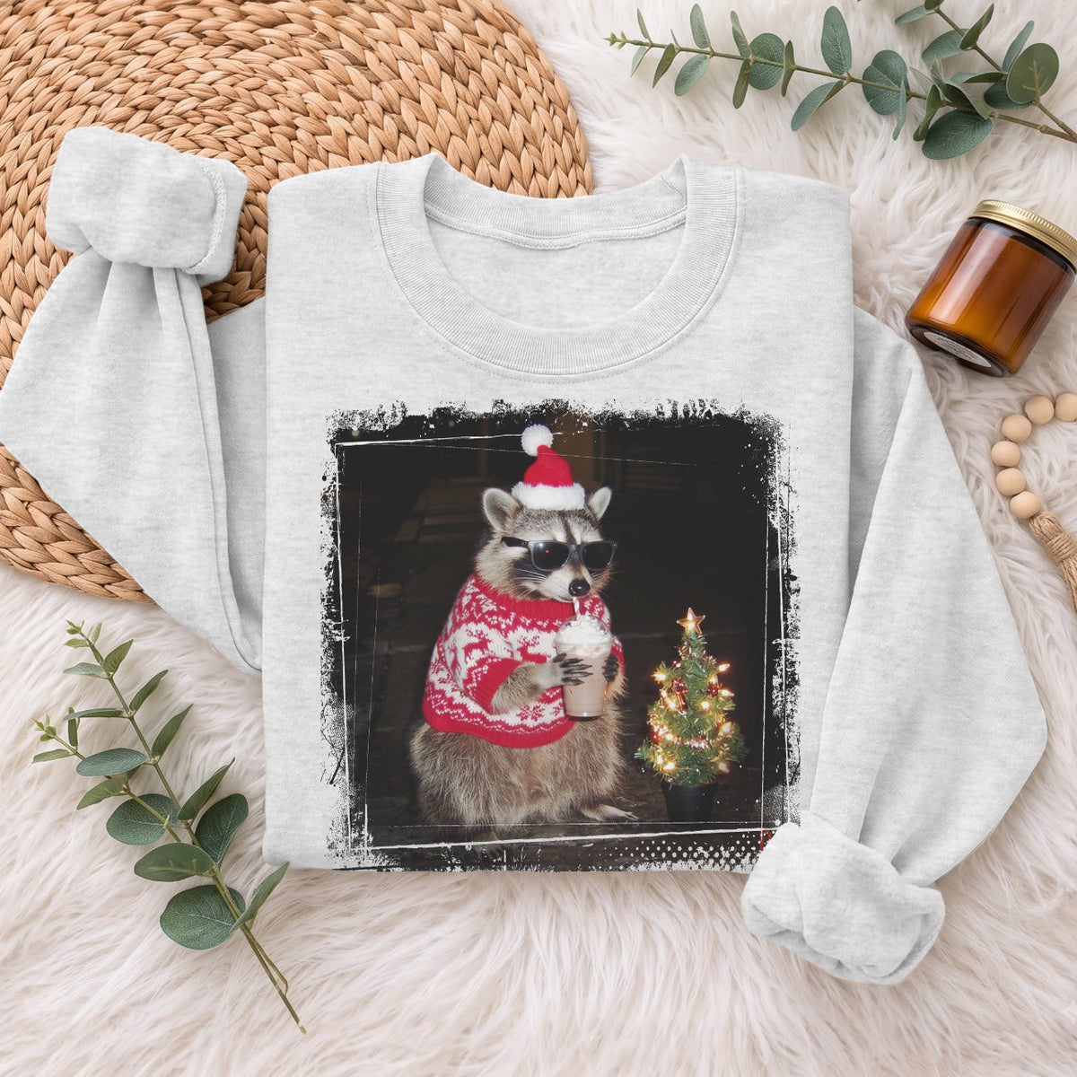 Christmas Raccoon Sweatshirt, Funny Holiday Raccoon Sweater, Xmas